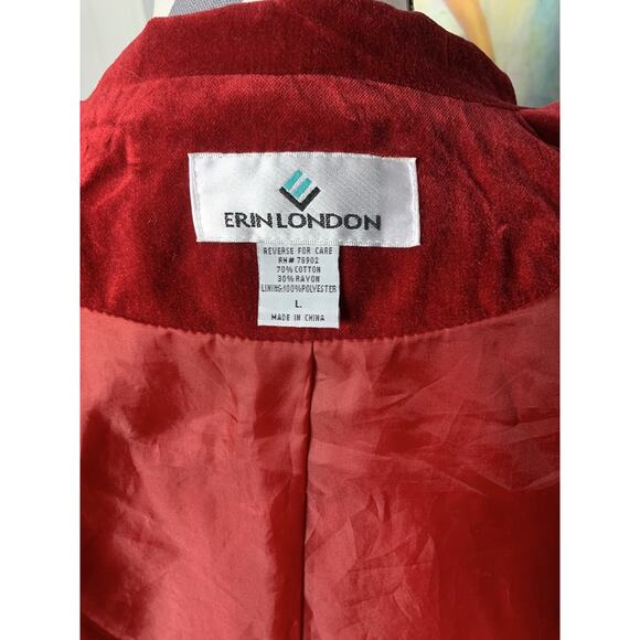 Vtg Erin London Red Velvet Button Up Jacket Women’s L - Picture 7 of 8